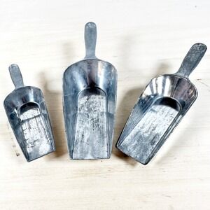 Set of 3‎ VINTAGE Aluminum Nest Scoops Taiwan Coffee Sugar Bread Making